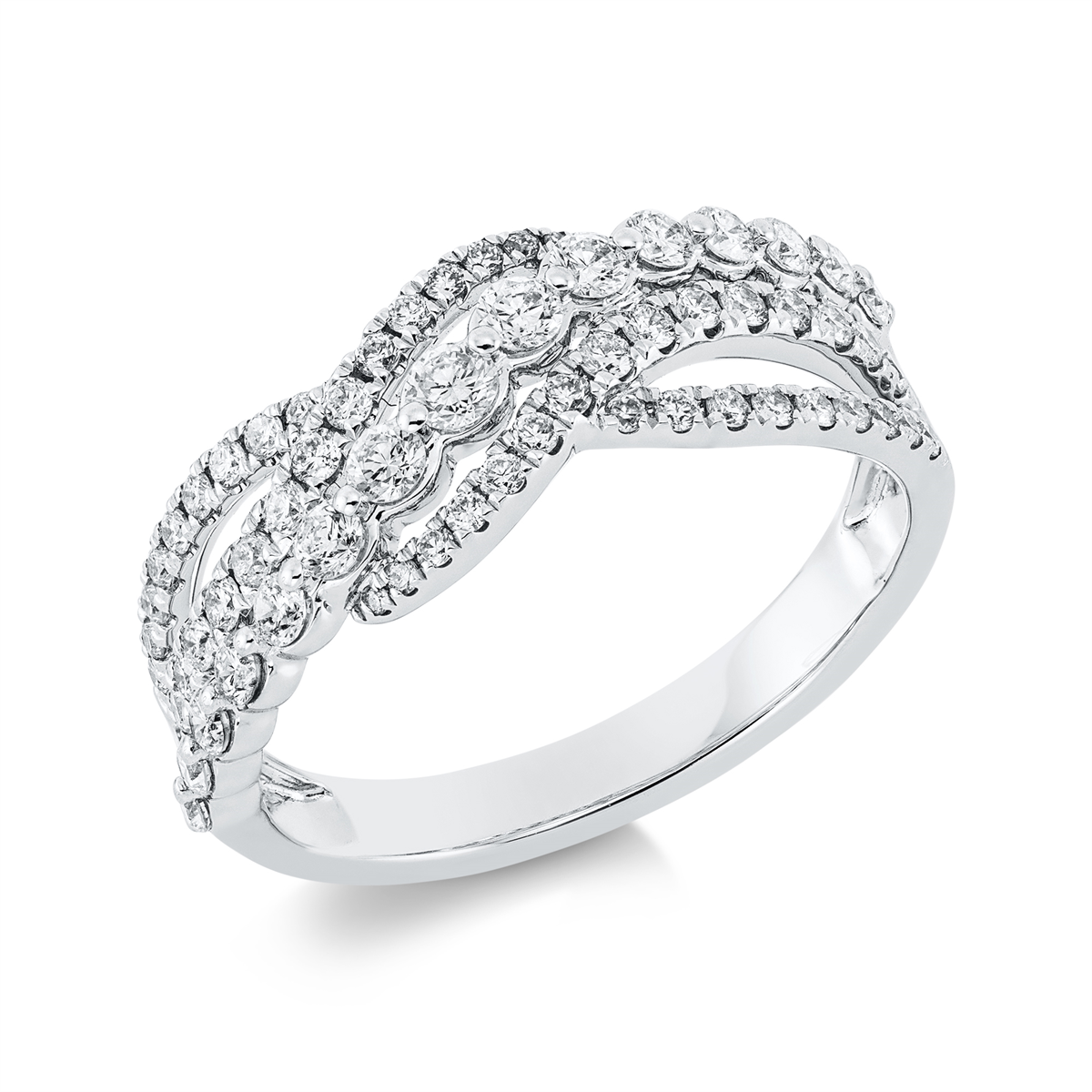 diamond full cut  modern woman ring in white gold
