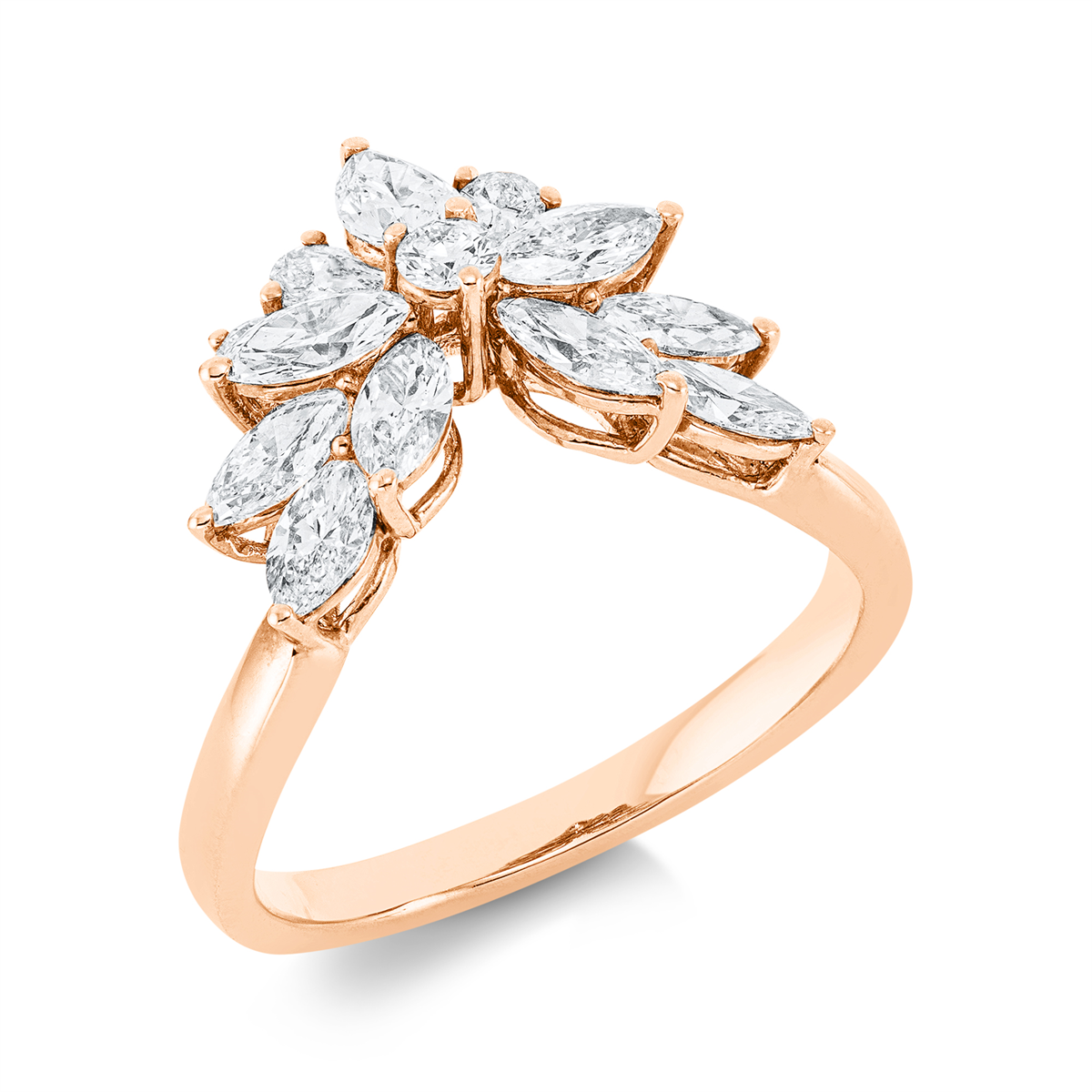 diamond full cut  exclusive ring in red gold