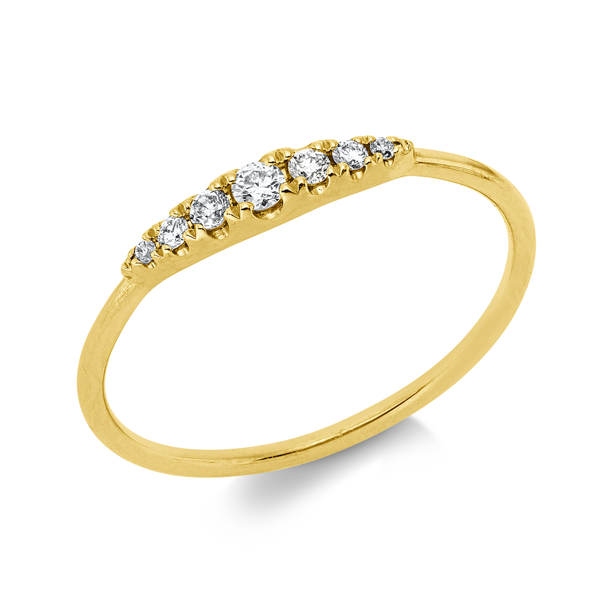 diamond full cut  modern woman ring in yellow gold