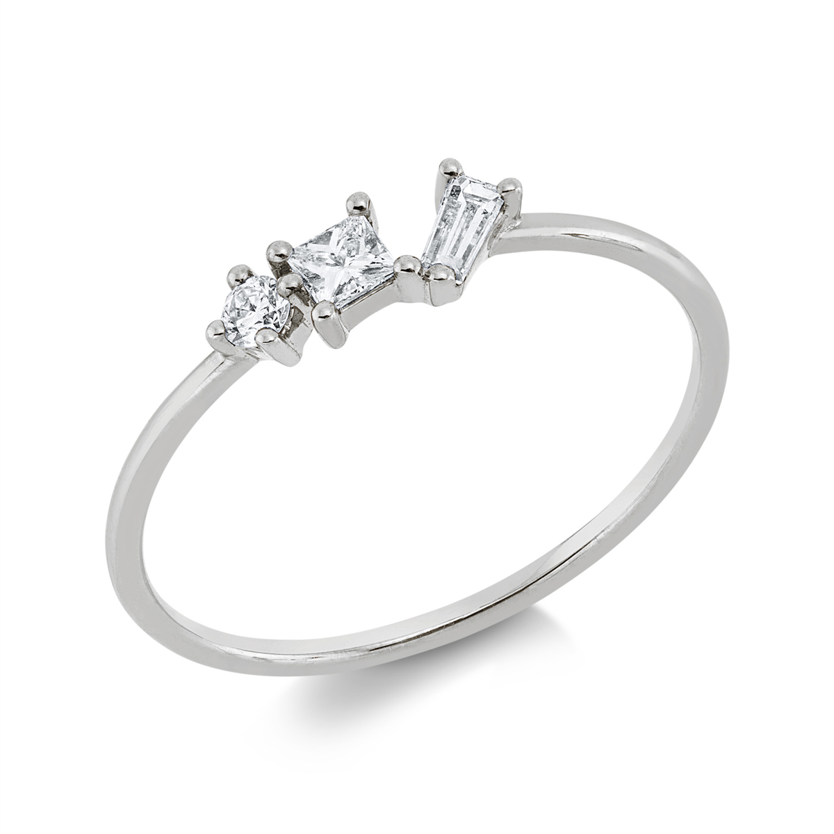 fantasy-cut  modern woman ring in white gold