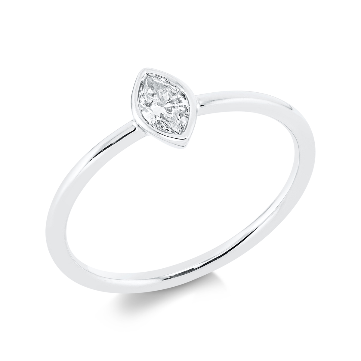 marquise  solitaire ring in white gold