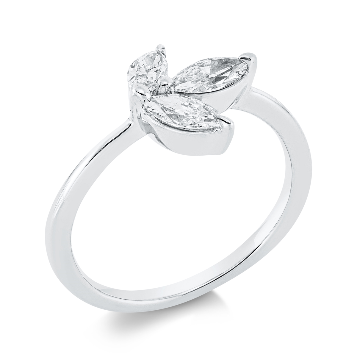 marquise  modern woman ring in white gold