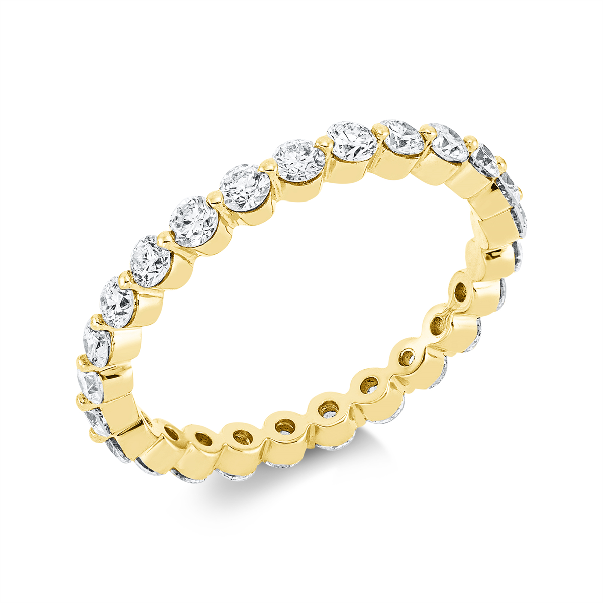 diamond full cut  eternity full ring in yellow gold