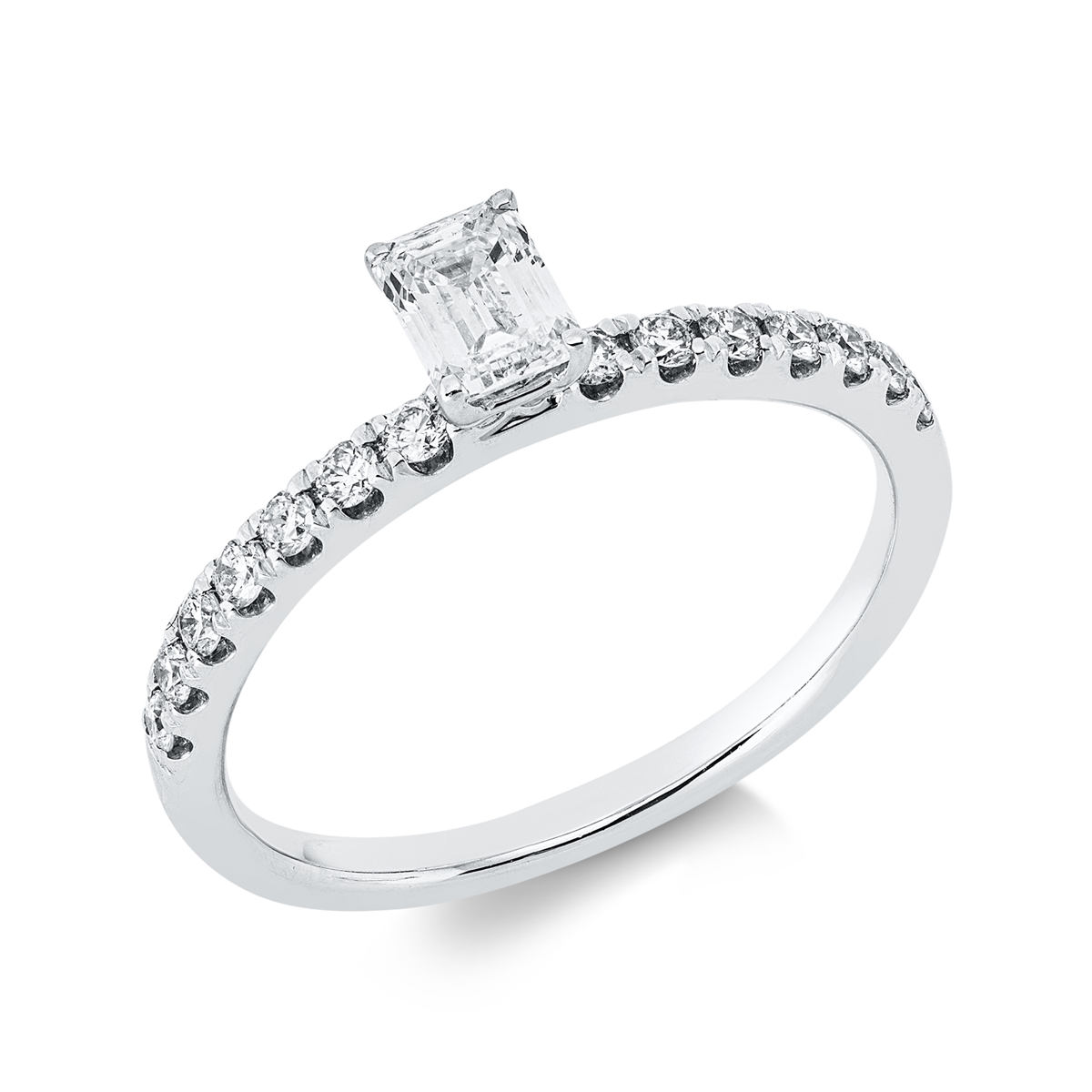 diamond full cut  baguette ring in white gold