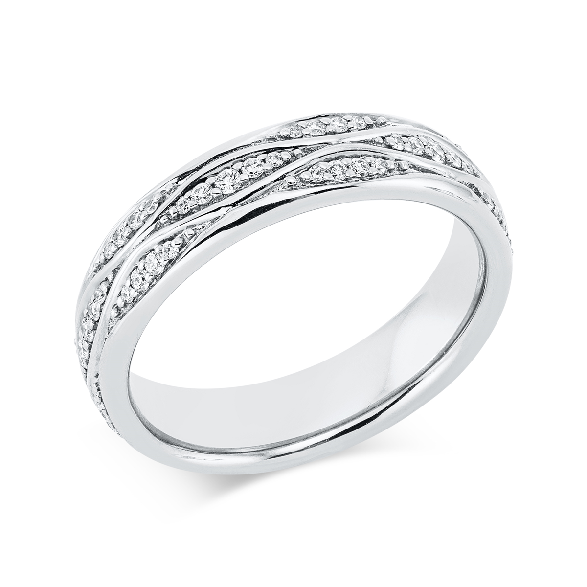 diamond full cut  modern woman ring in white gold