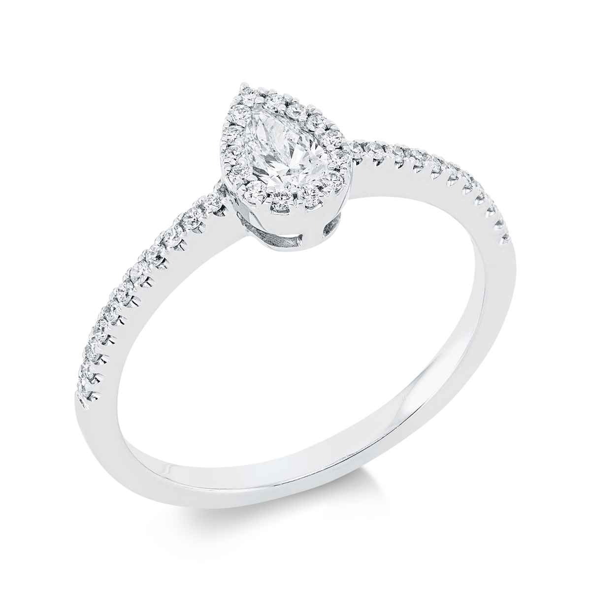 diamond full cut  solitaire with accent stones ring in white gold