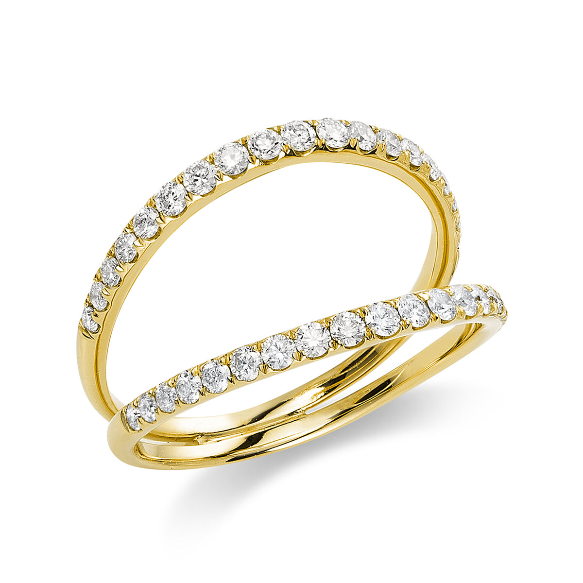 diamond full cut  modern woman ring in yellow gold