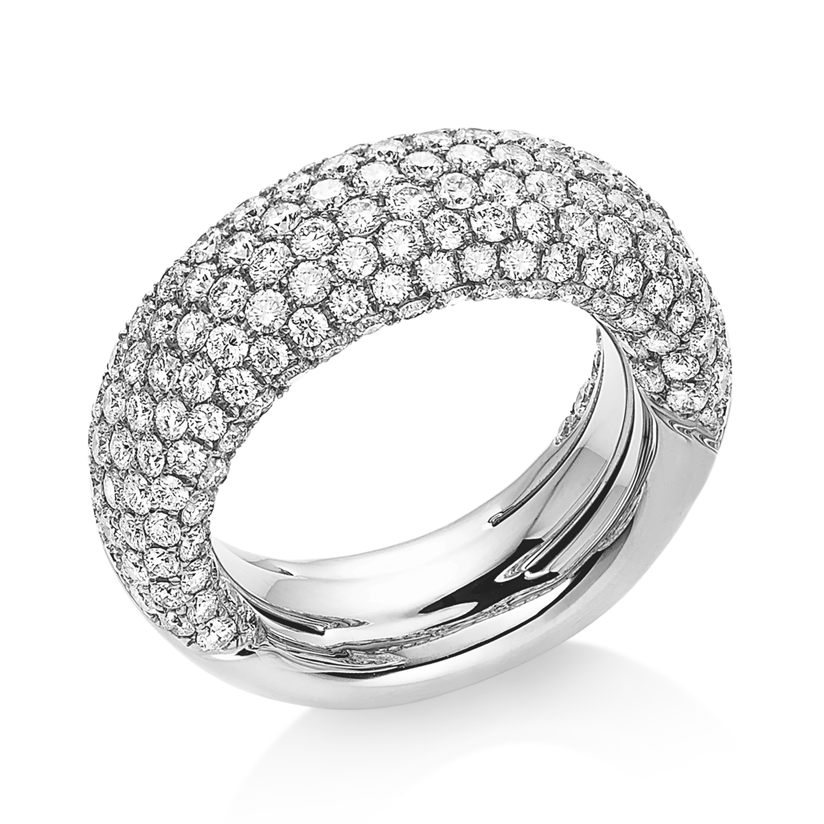 diamond full cut  pavé ring in white gold