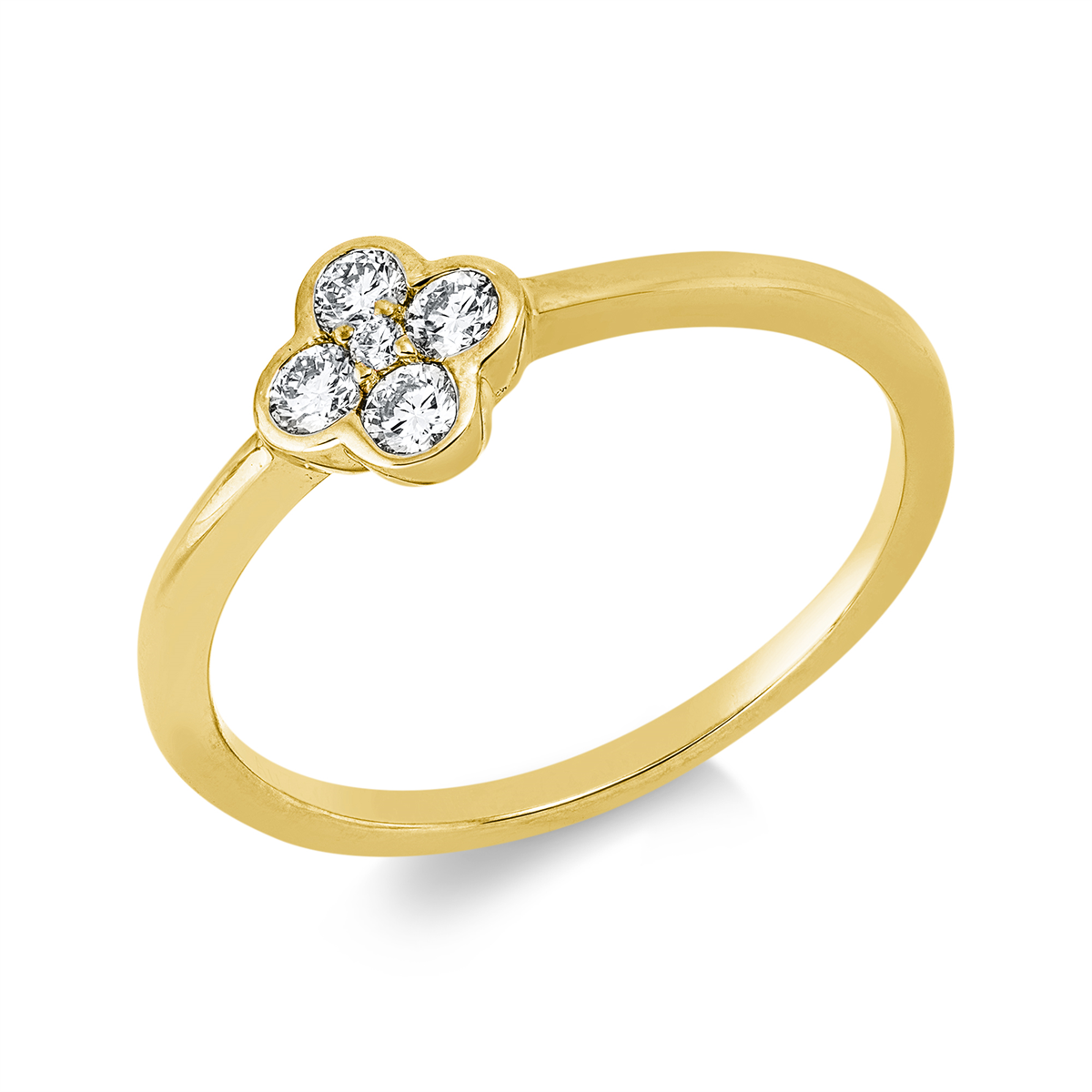 diamond full cut  modern woman ring in yellow gold