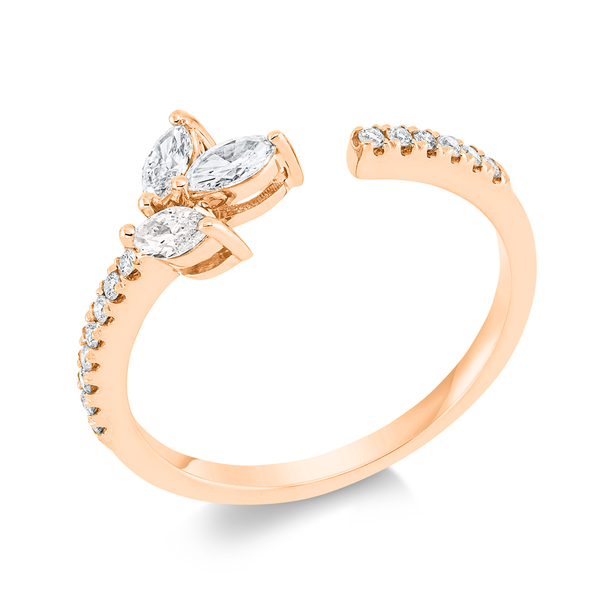 diamond full cut  modern woman ring in red gold