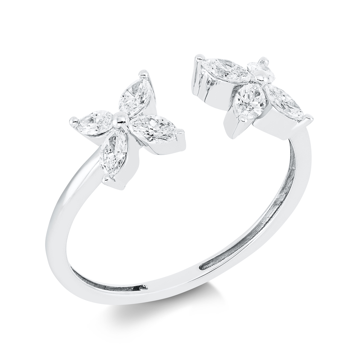 marquise  modern woman ring in white gold