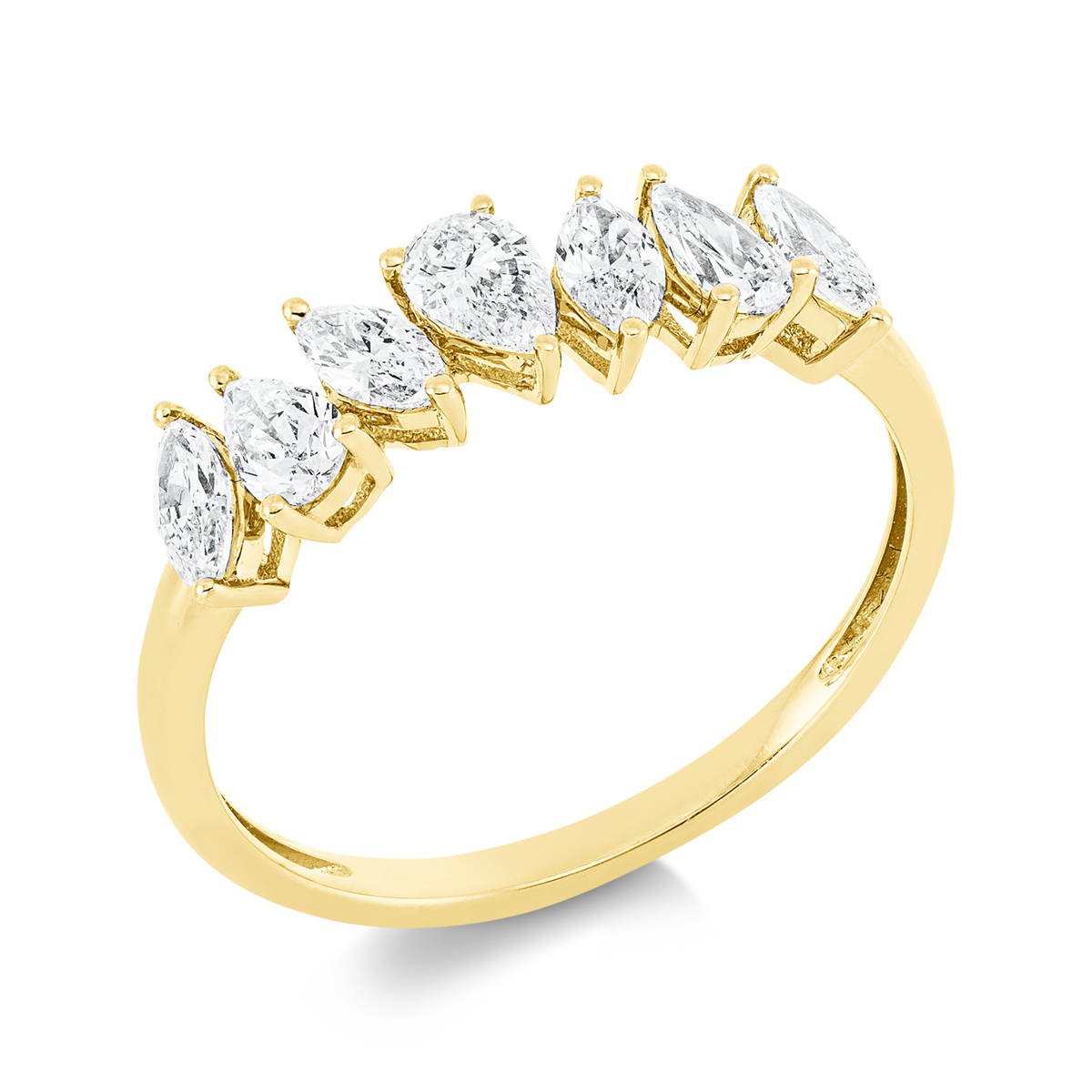 pear shape  modern woman ring in yellow gold