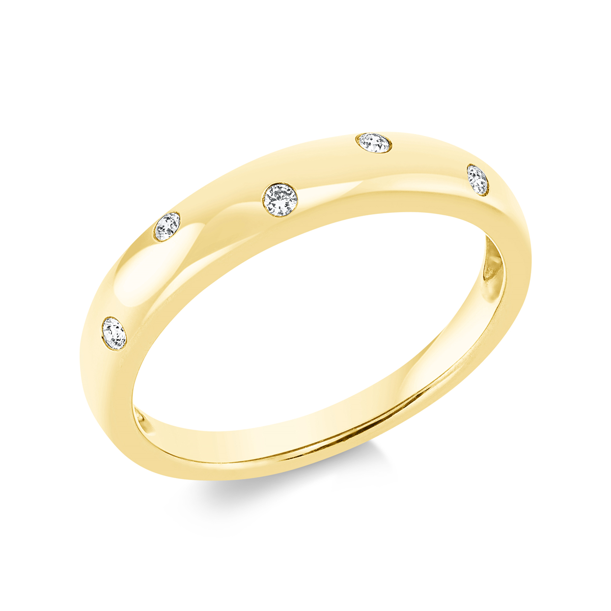 diamond full cut  modern woman ring in yellow gold