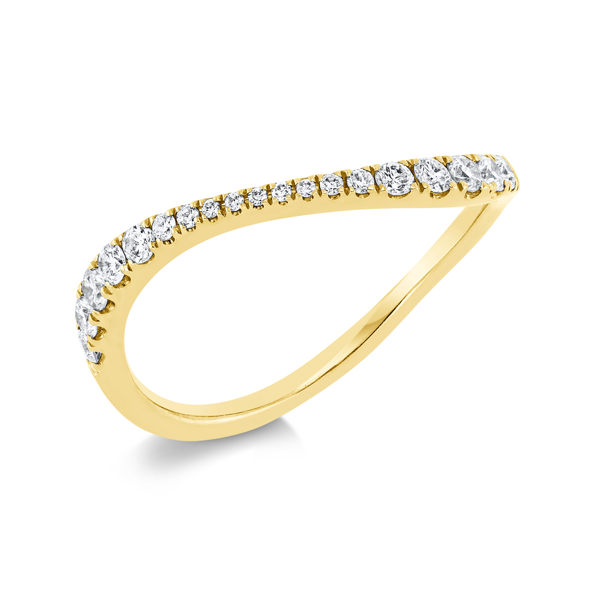 diamond full cut  modern woman ring in yellow gold