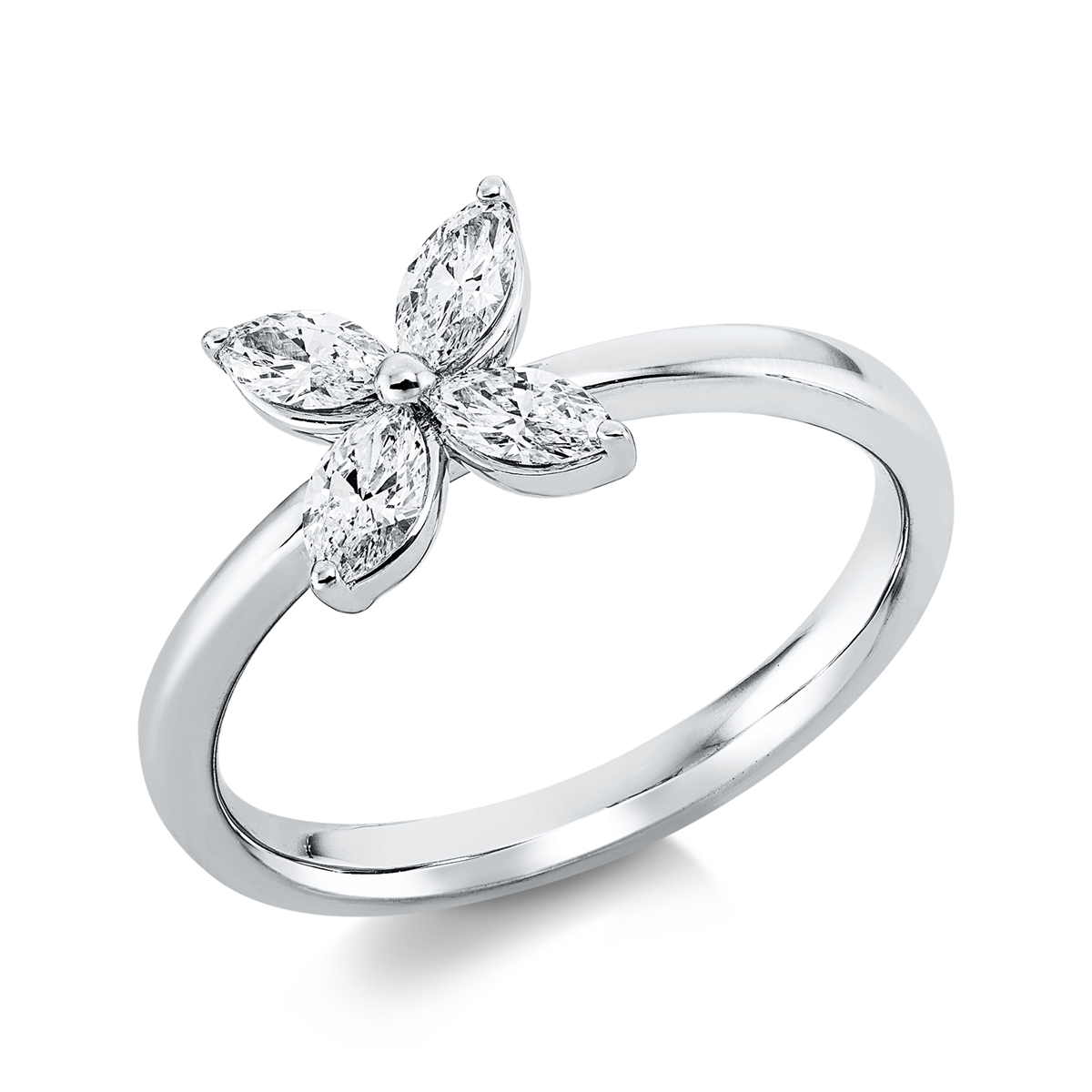 marquise  modern woman ring in white gold