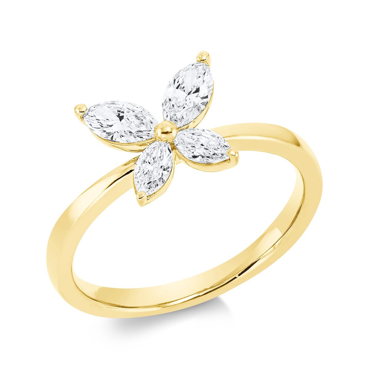 marquise  modern woman ring in yellow gold