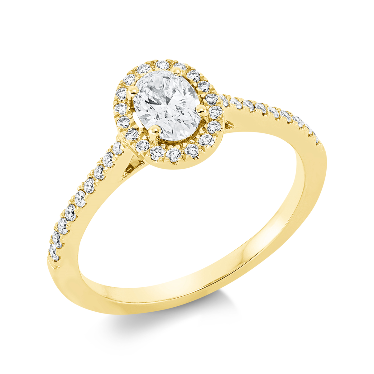 diamond full cut  solitaire with accent stones ring in yellow gold