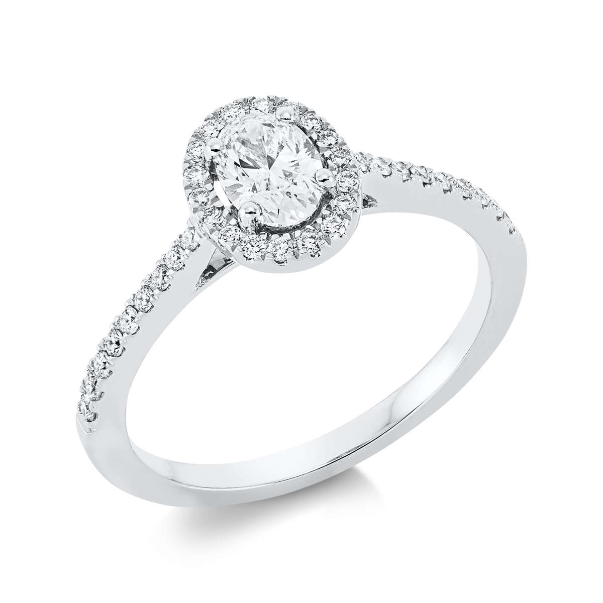 diamond full cut  solitaire with accent stones ring in white gold