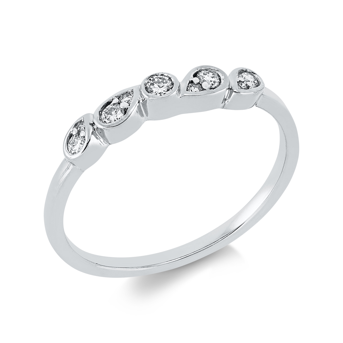 diamond full cut  modern woman ring in white gold
