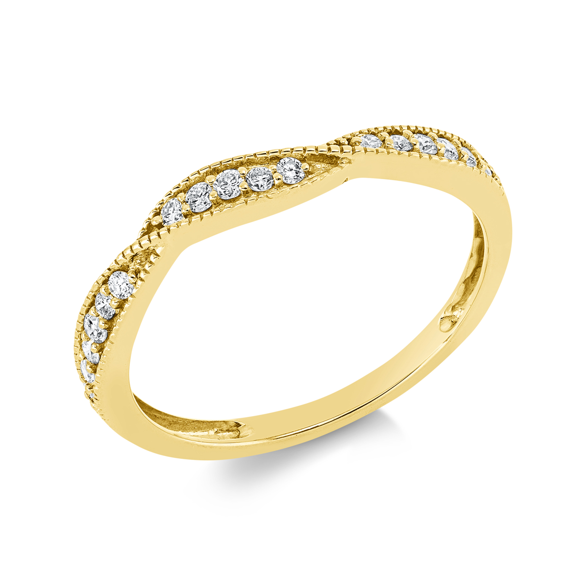 diamond full cut  modern woman ring in yellow gold