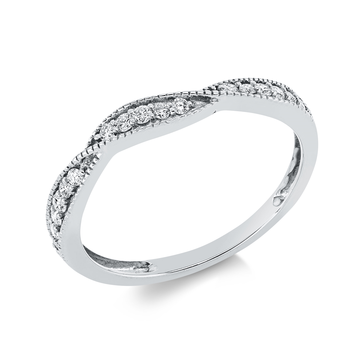diamond full cut  modern woman ring in white gold