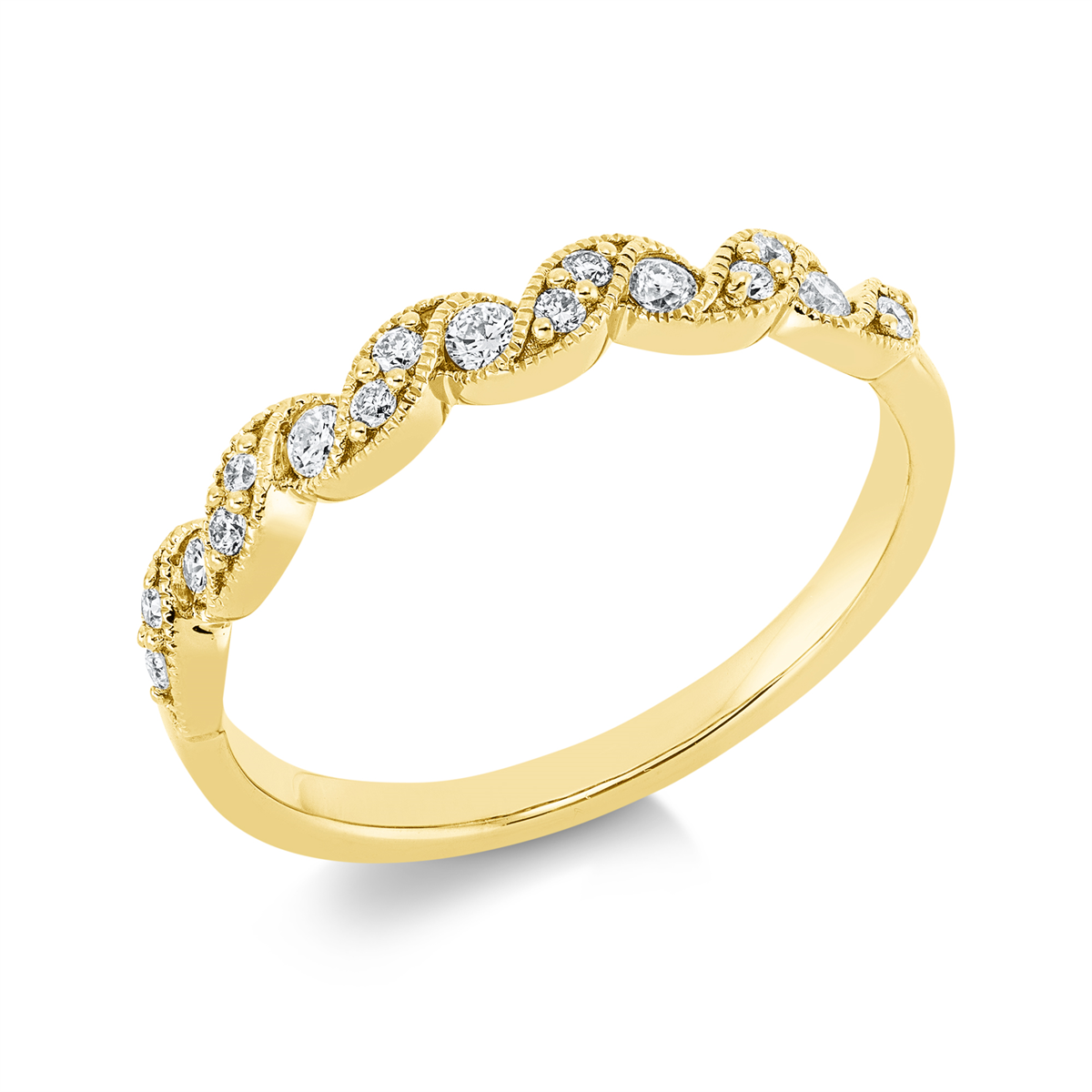diamond full cut  modern woman ring in yellow gold