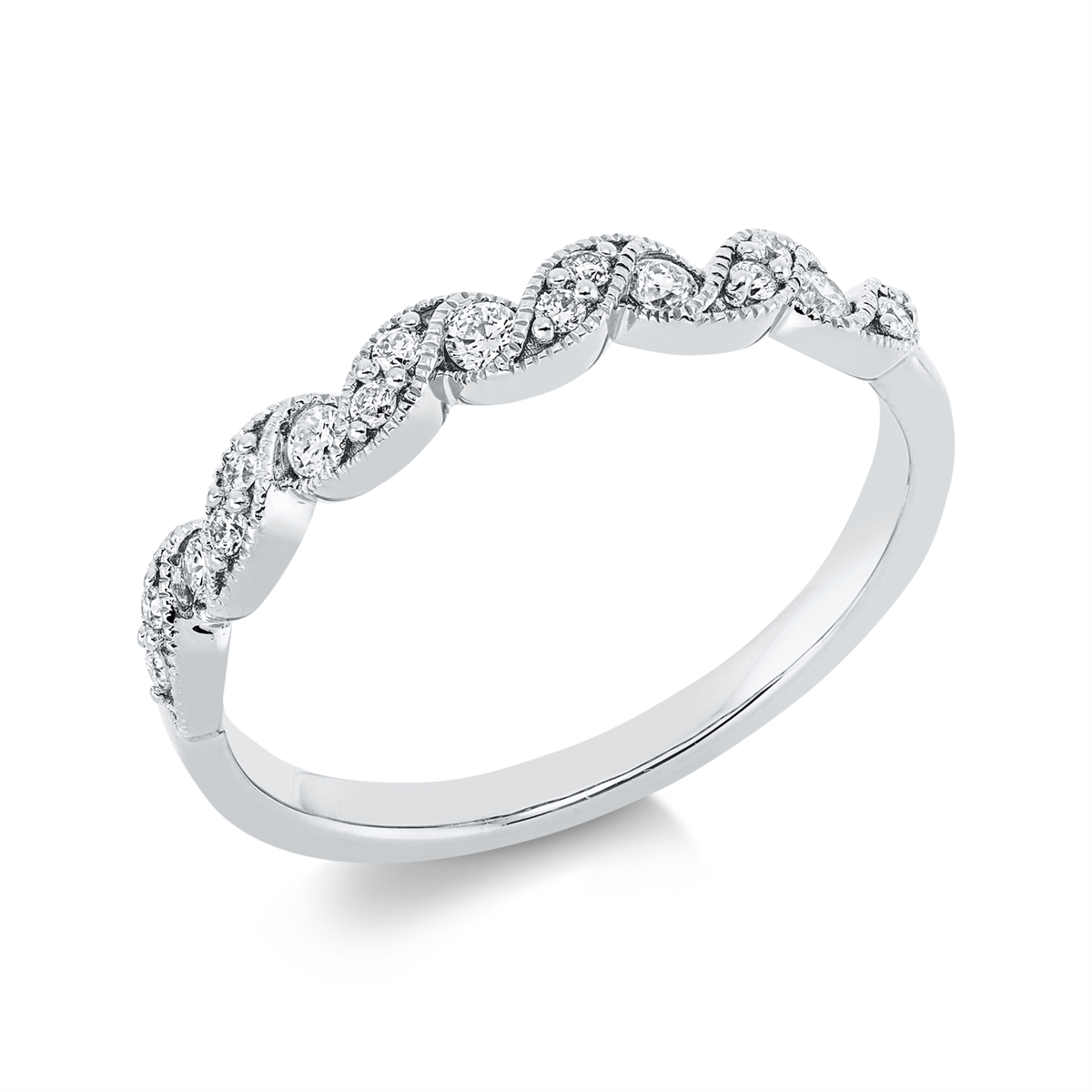diamond full cut  modern woman ring in white gold