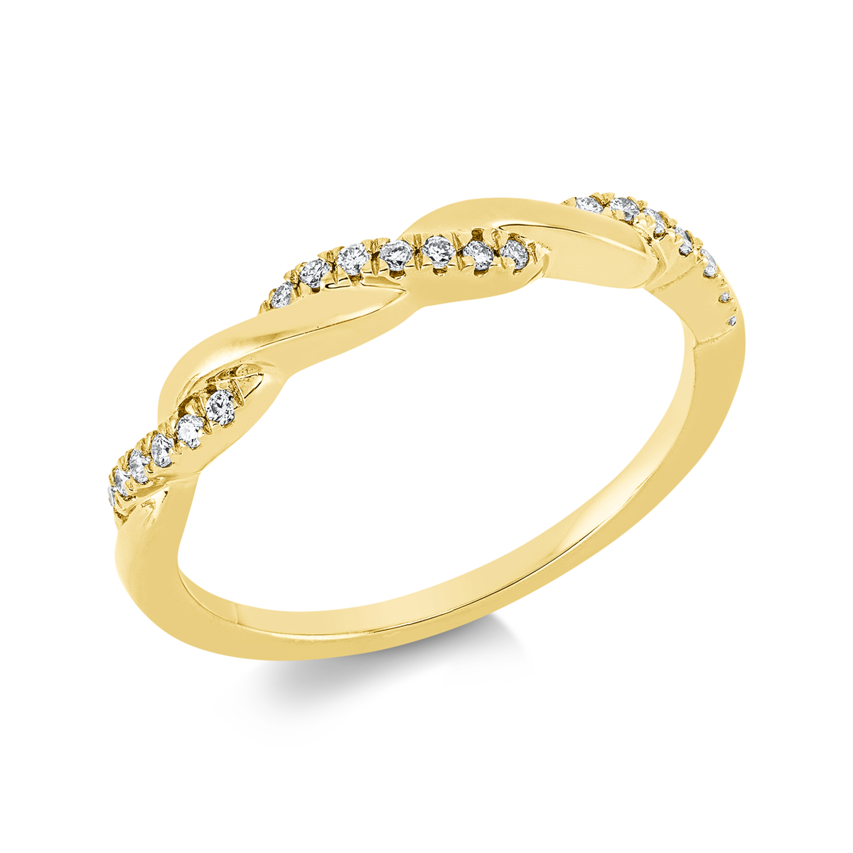 diamond full cut  modern woman ring in yellow gold