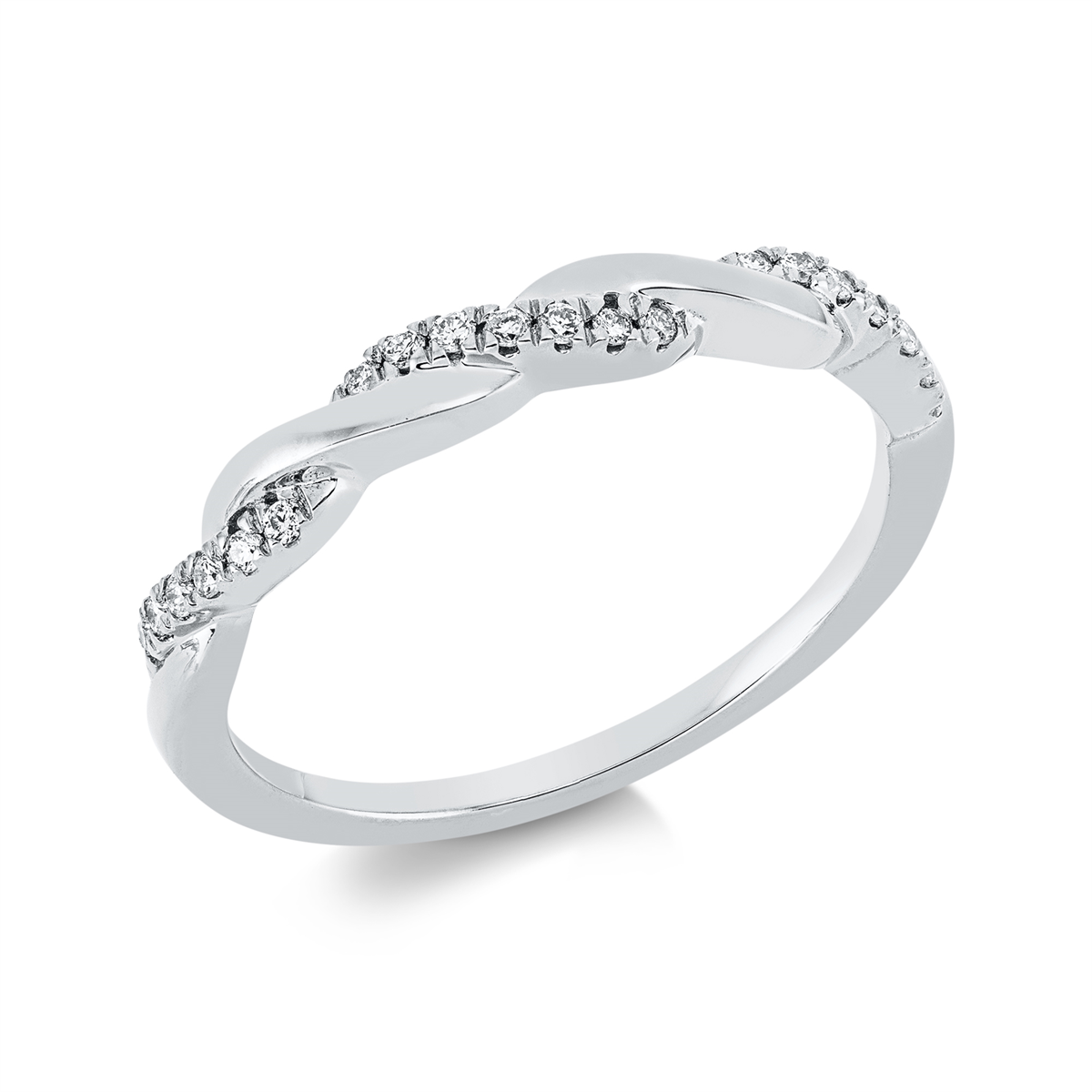 diamond full cut  modern woman ring in white gold