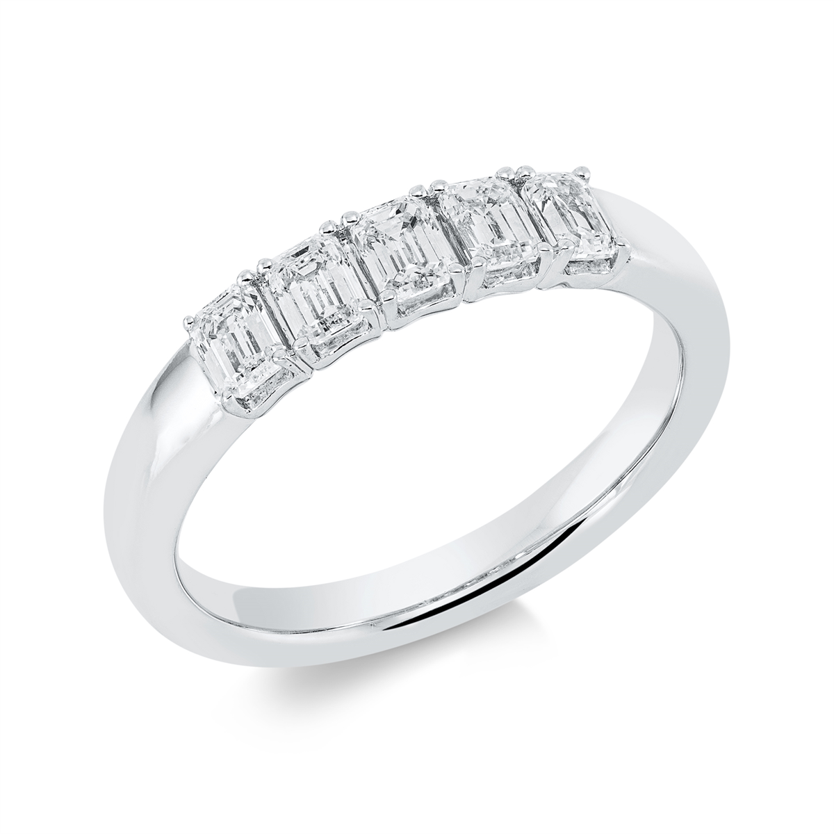 emerald cut  baguette ring in white gold