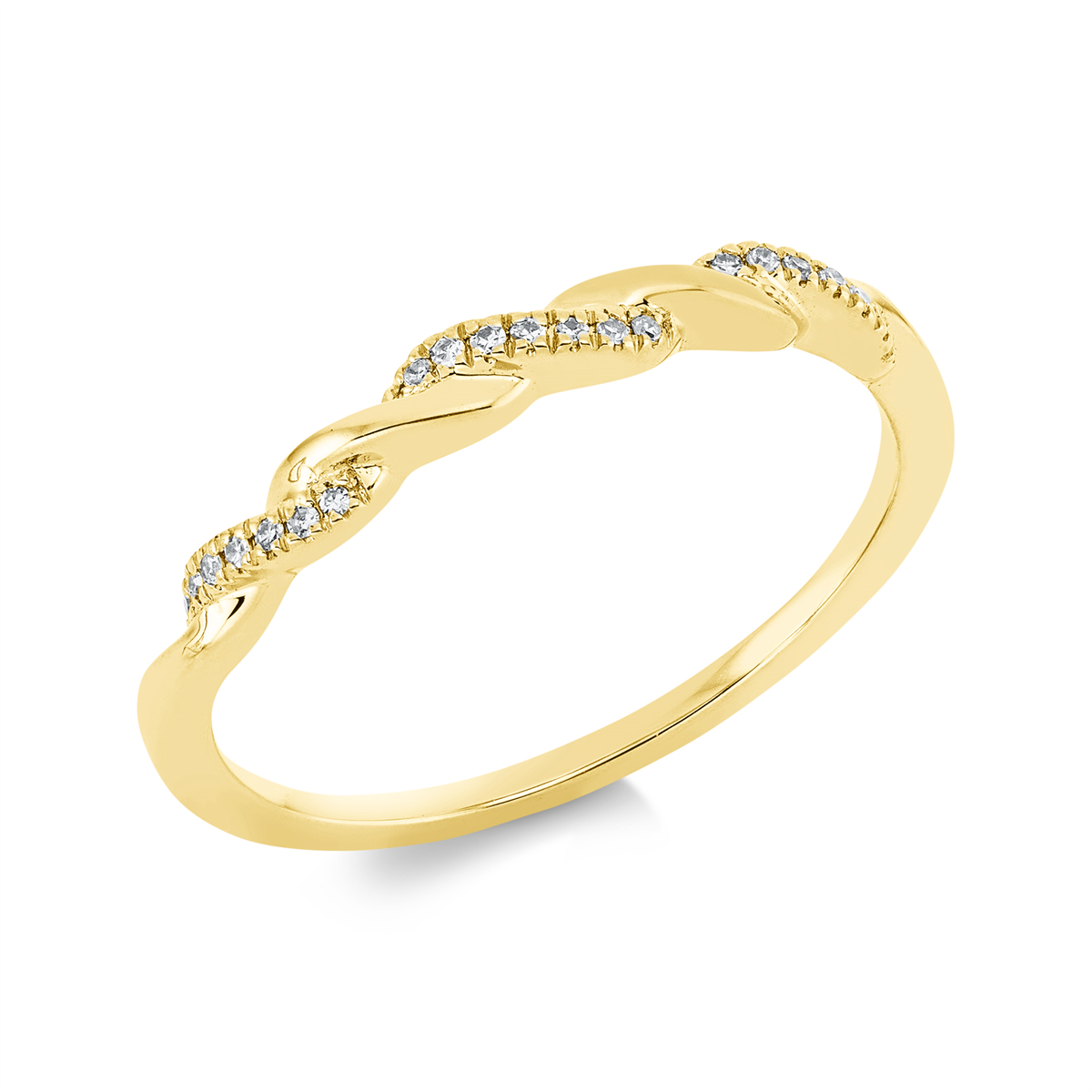 diamond full cut  modern woman ring in yellow gold