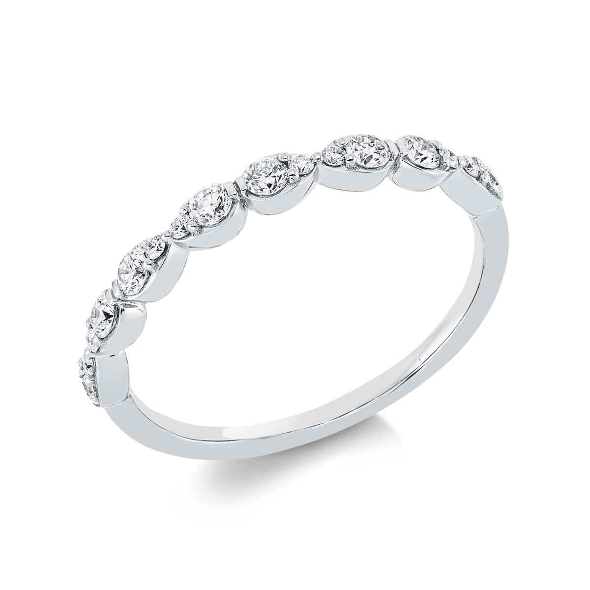 diamond full cut  modern woman ring in white gold