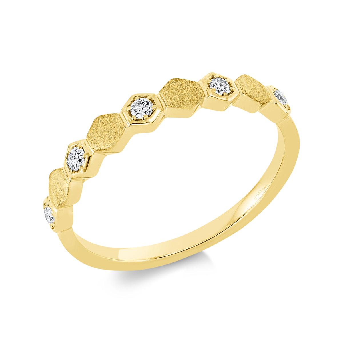diamond full cut  modern woman ring in yellow gold