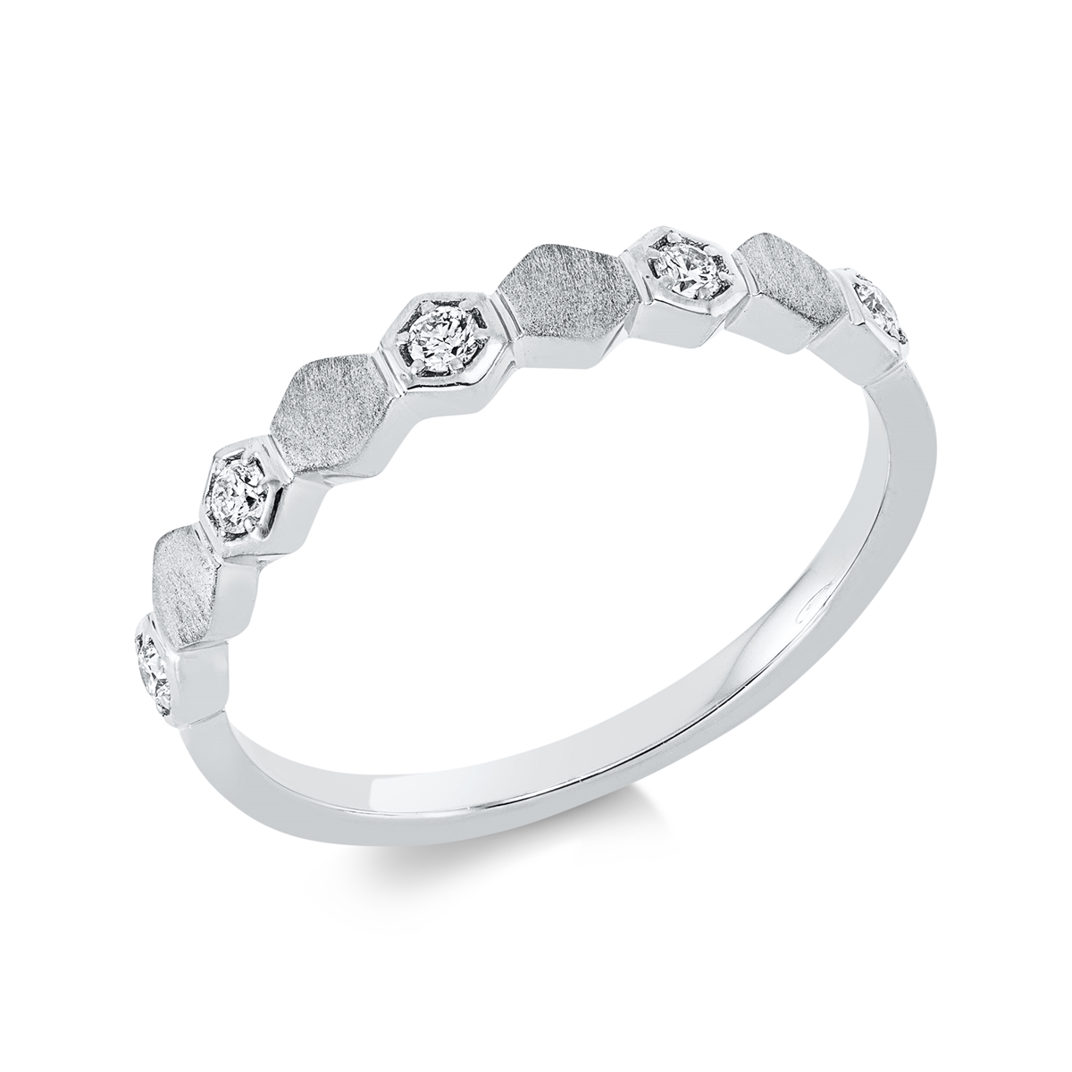 diamond full cut  modern woman ring in white gold