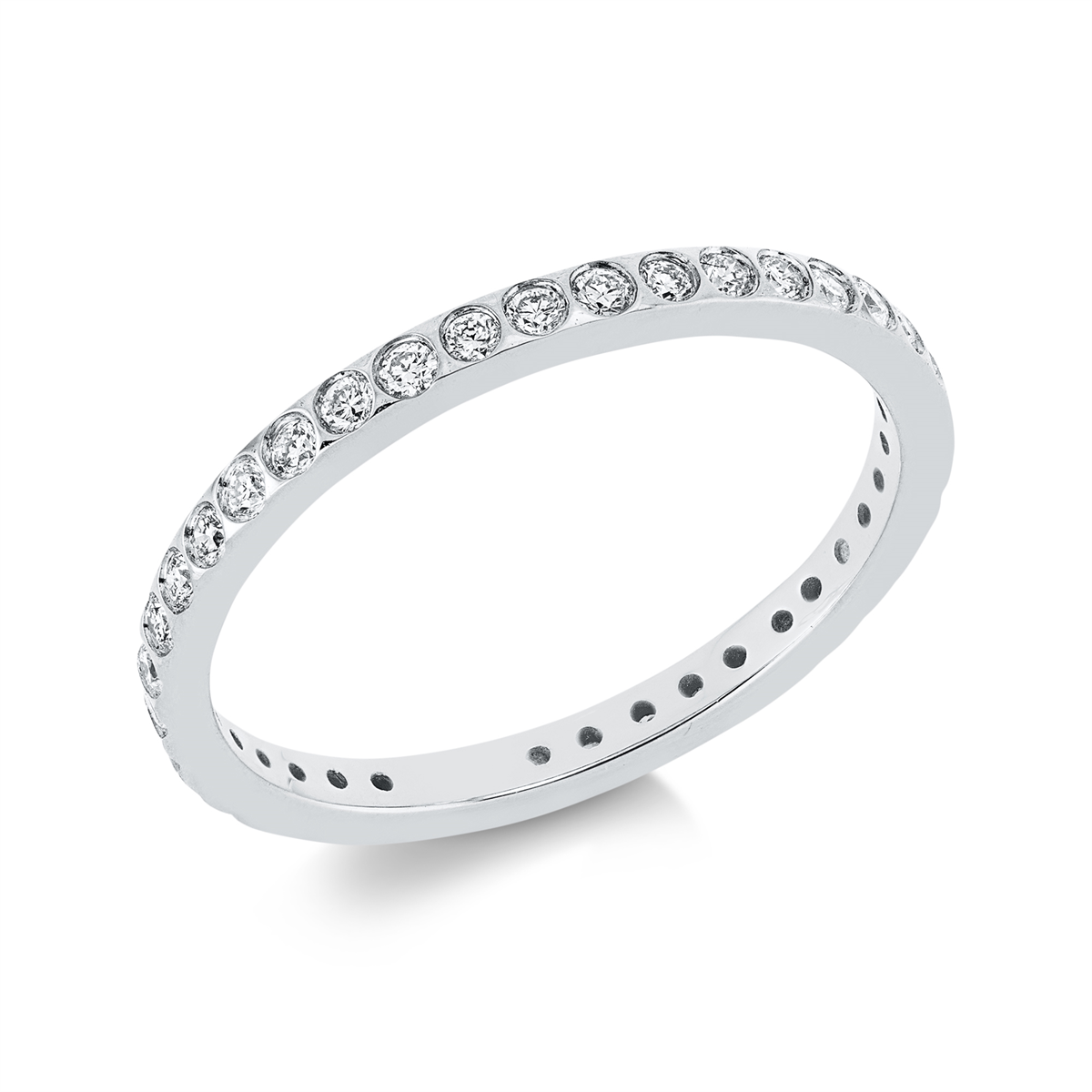 diamond full cut  modern woman ring in white gold