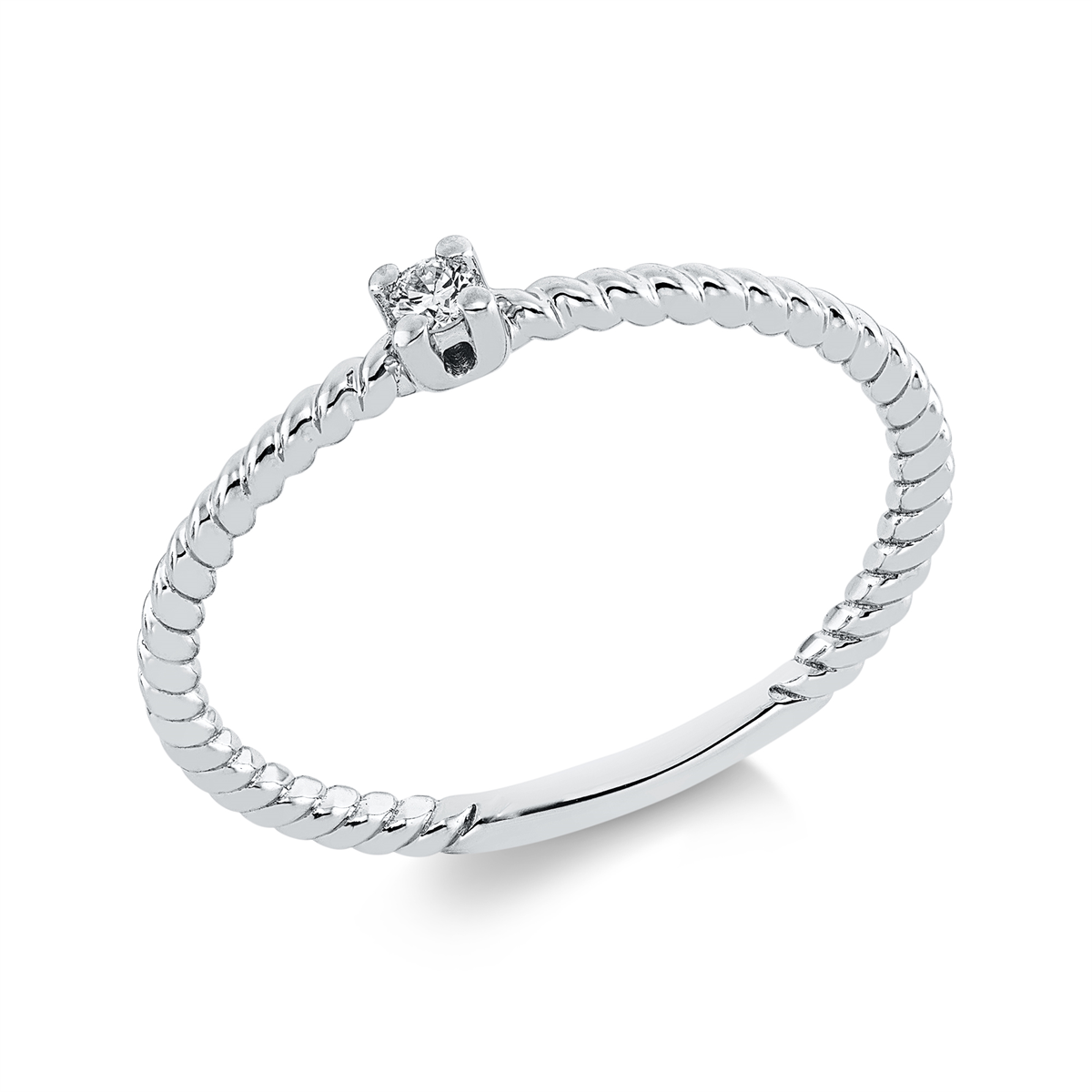 diamond full cut  solitaire ring in white gold