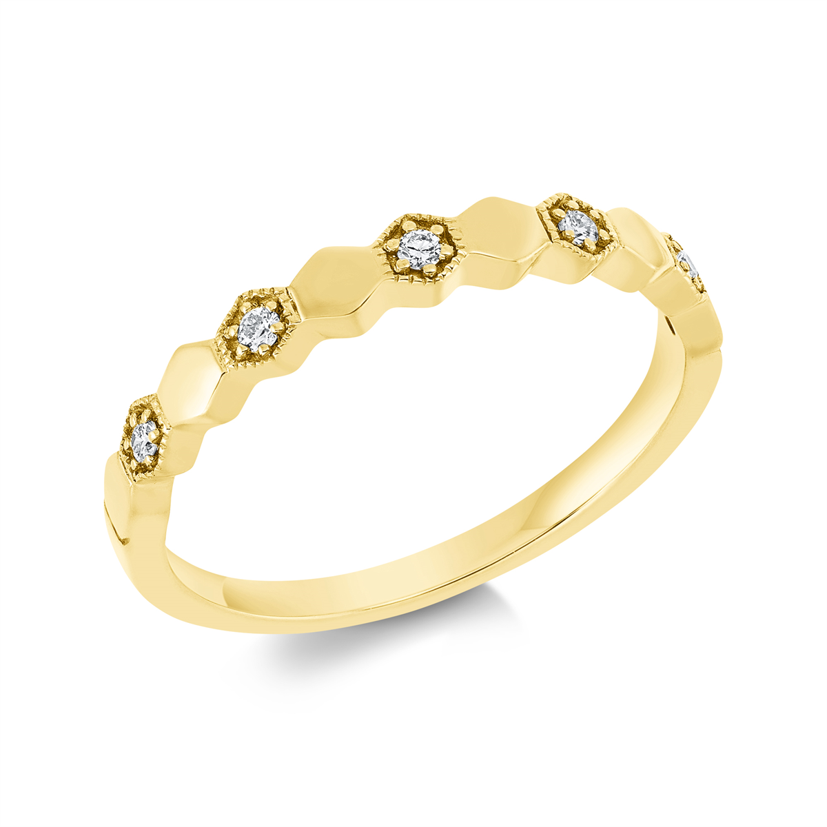 diamond full cut  modern woman ring in yellow gold