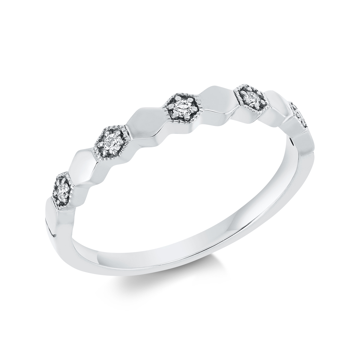 diamond full cut  modern woman ring in white gold