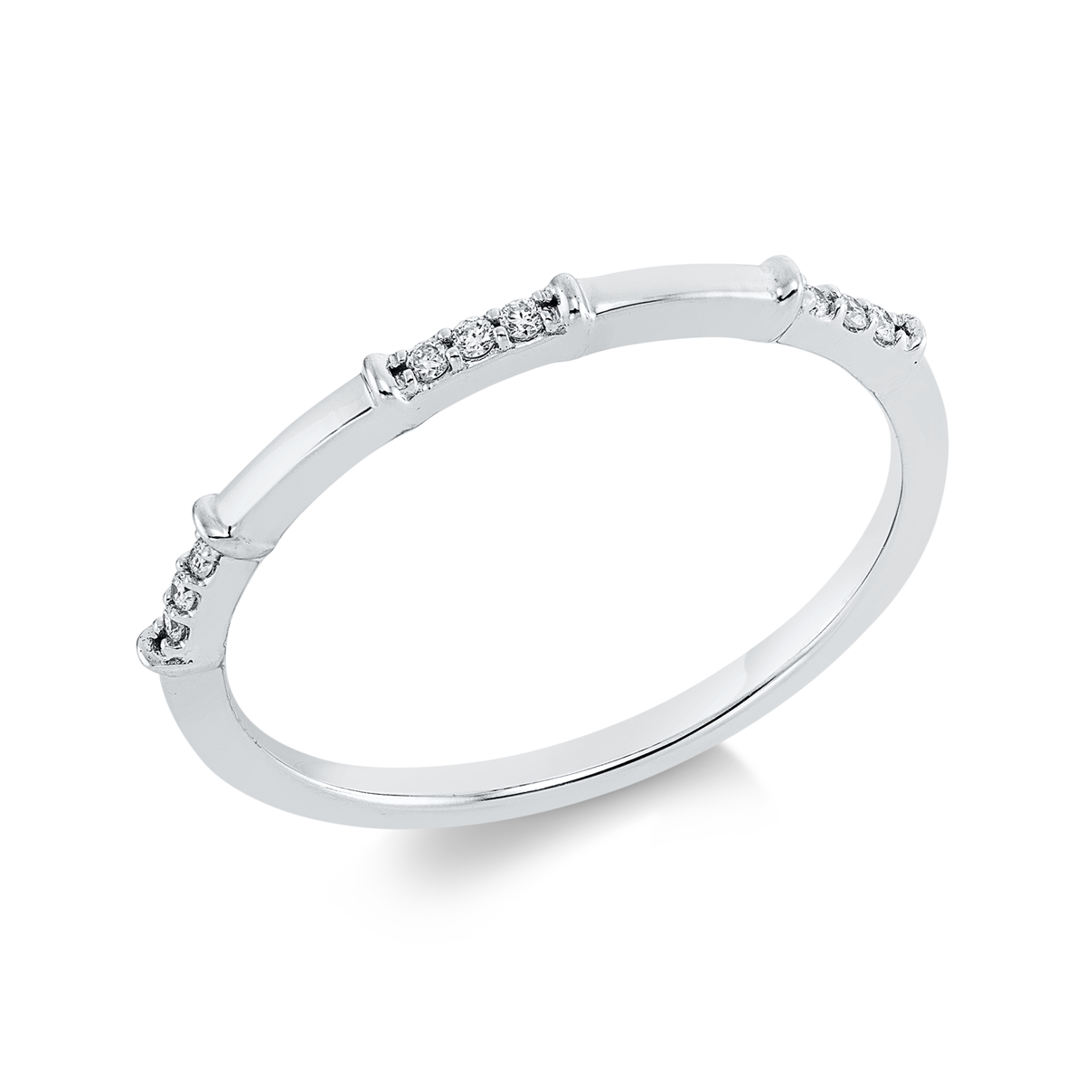 diamond full cut  modern woman ring in white gold