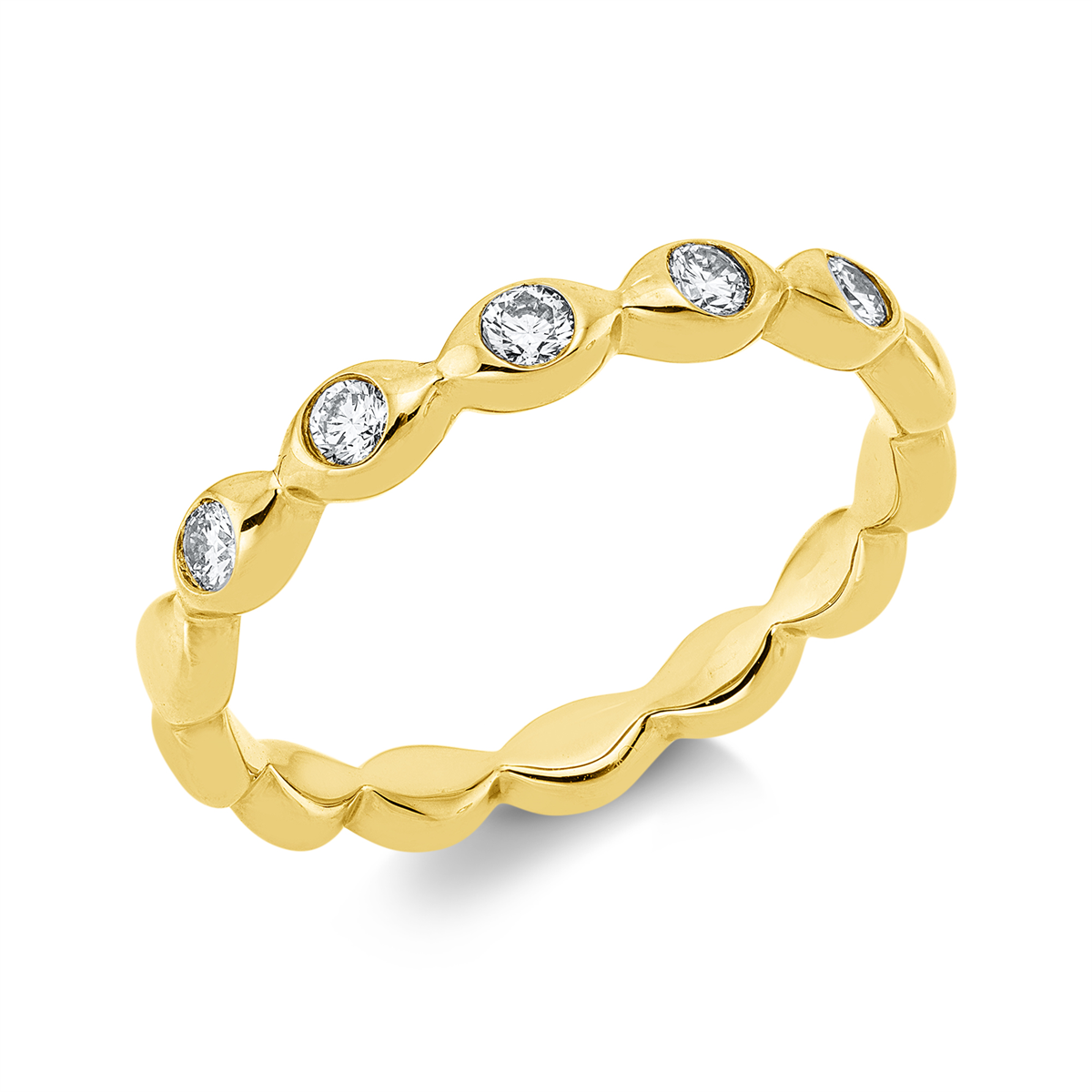 diamond full cut  modern woman ring in yellow gold