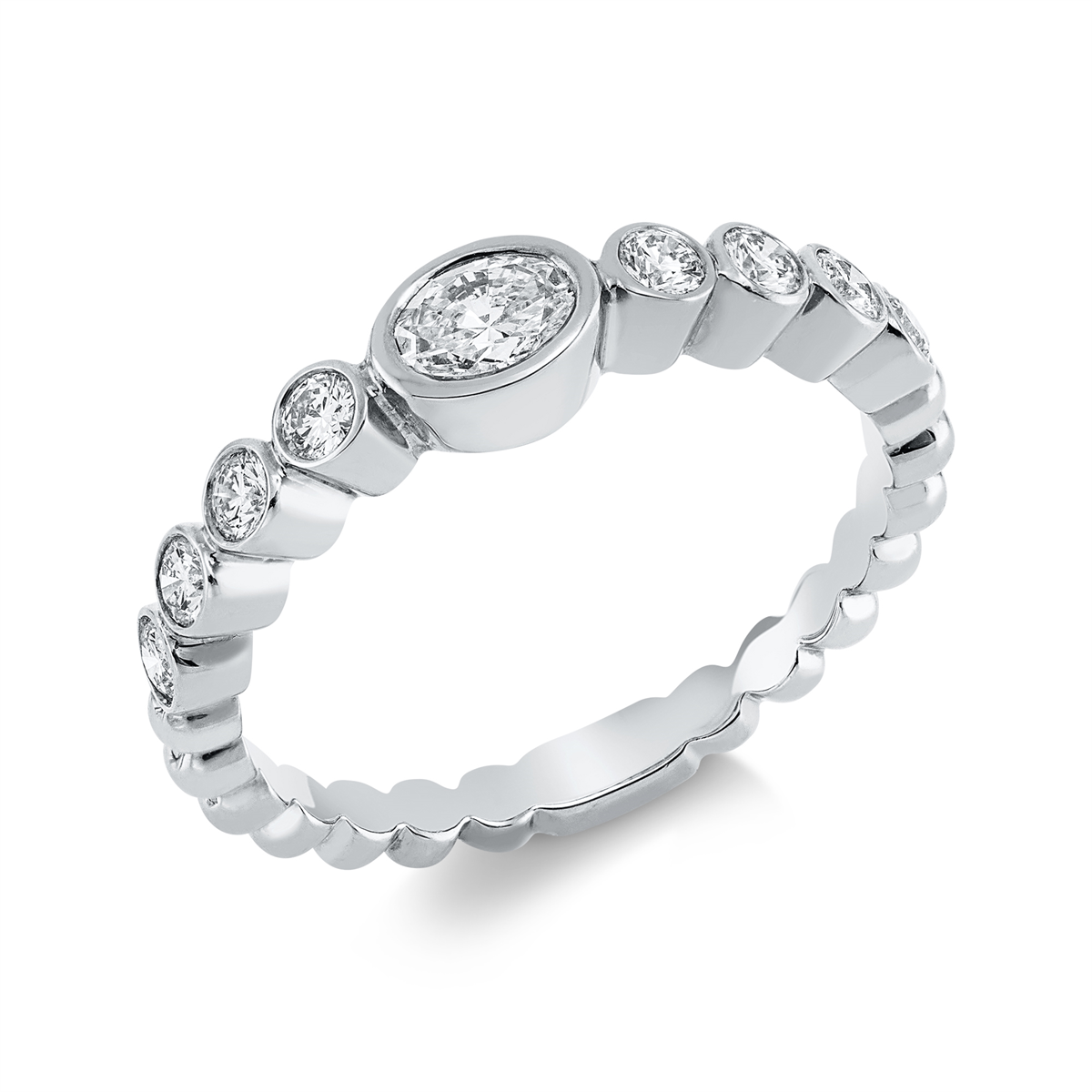 Solitaire ring met accentstenen - 1GH77