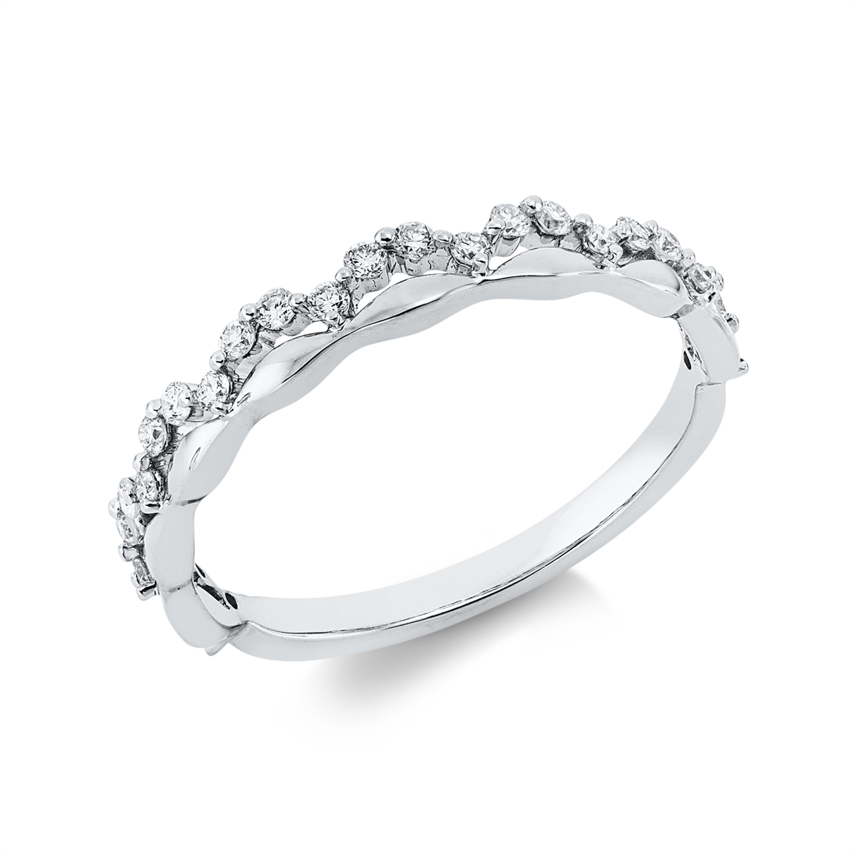 diamond full cut  modern woman ring in white gold