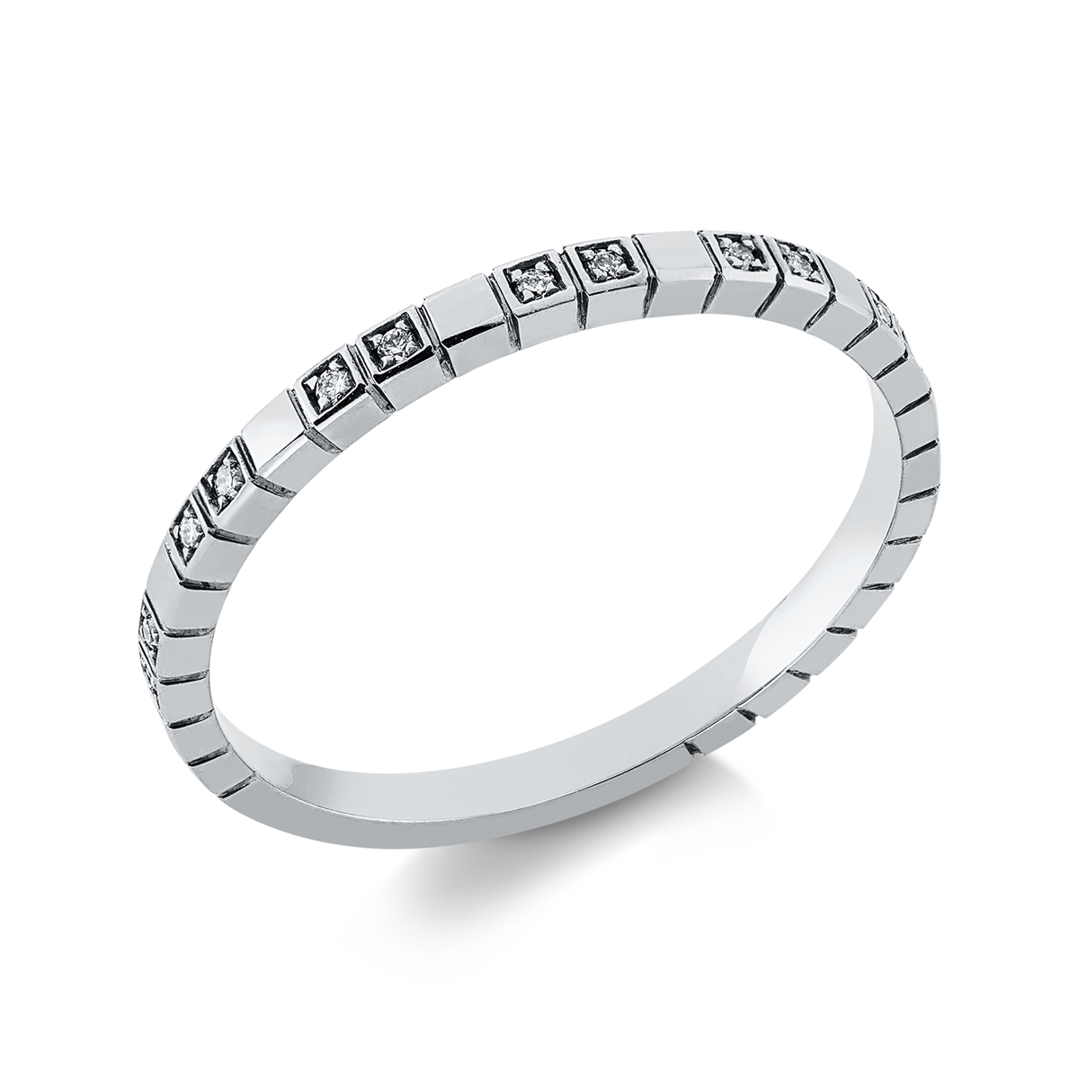 diamond full cut  modern woman ring in white gold