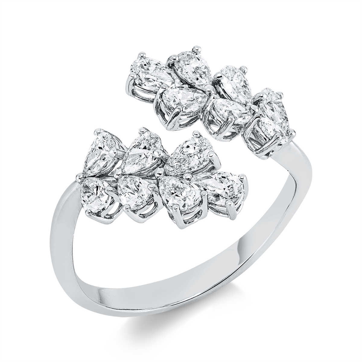 pear shape  modern woman ring in white gold