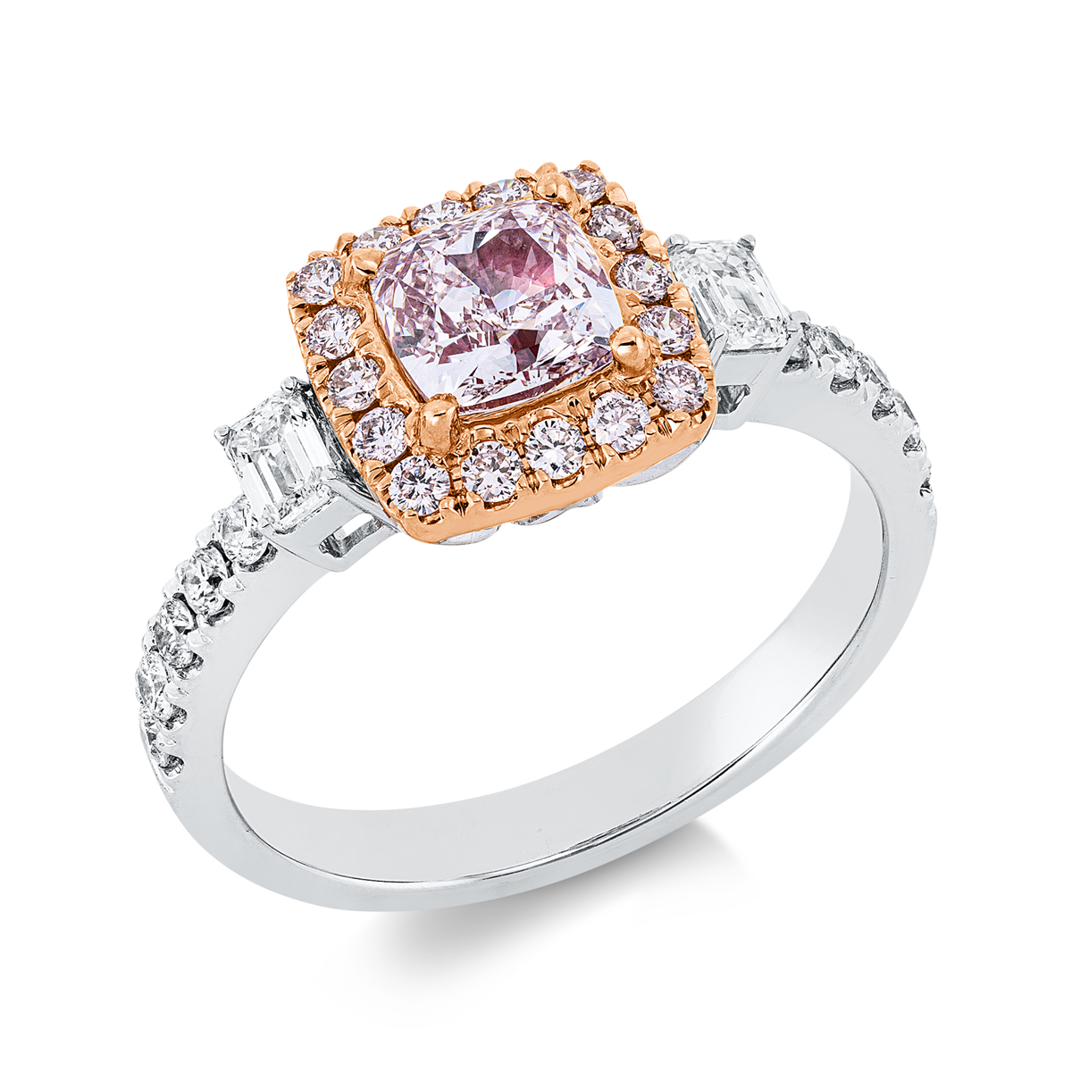 diamond full cut  fancy colored diamond ring in whitegold / rosegold