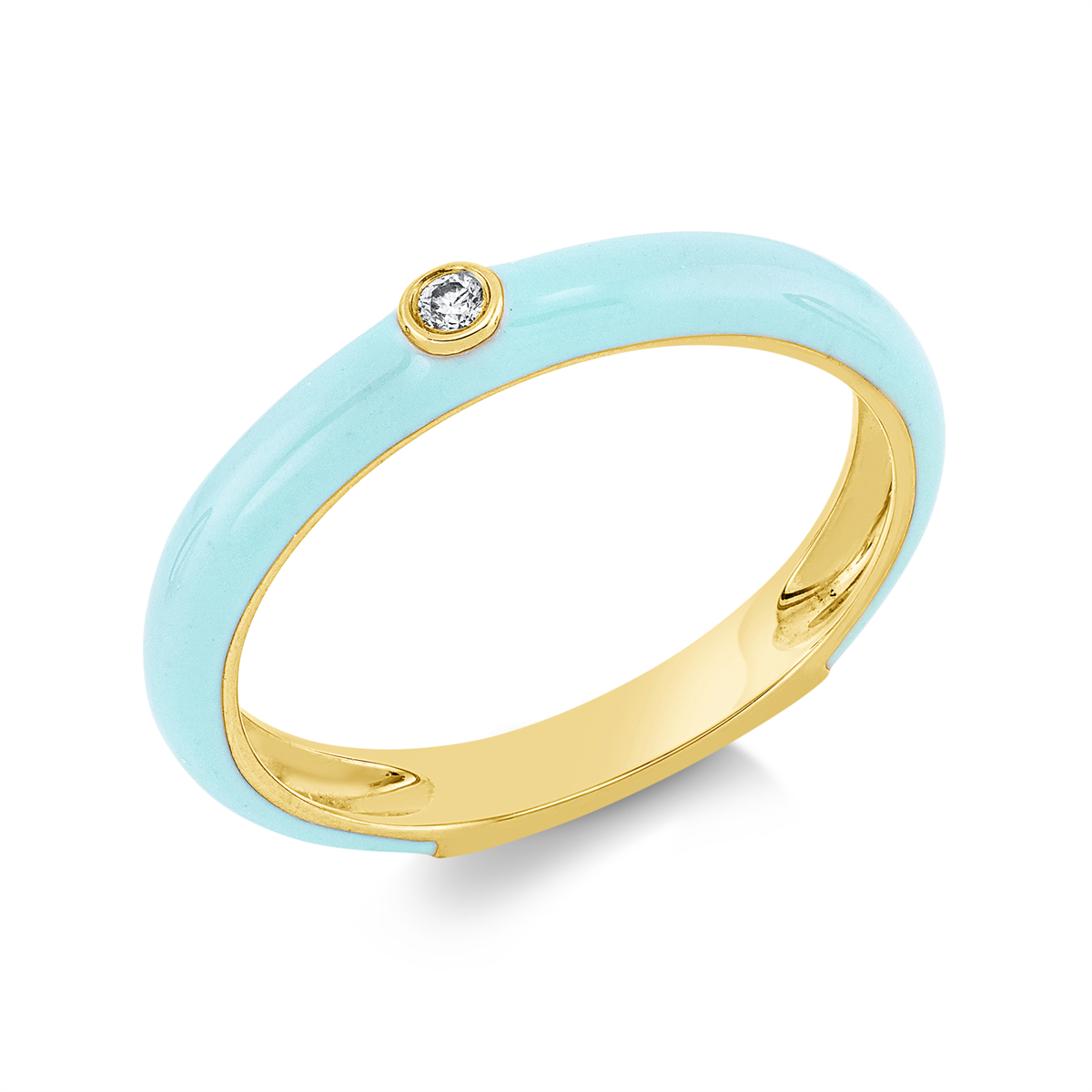diamond full cut enamel modern woman ring in yellow gold