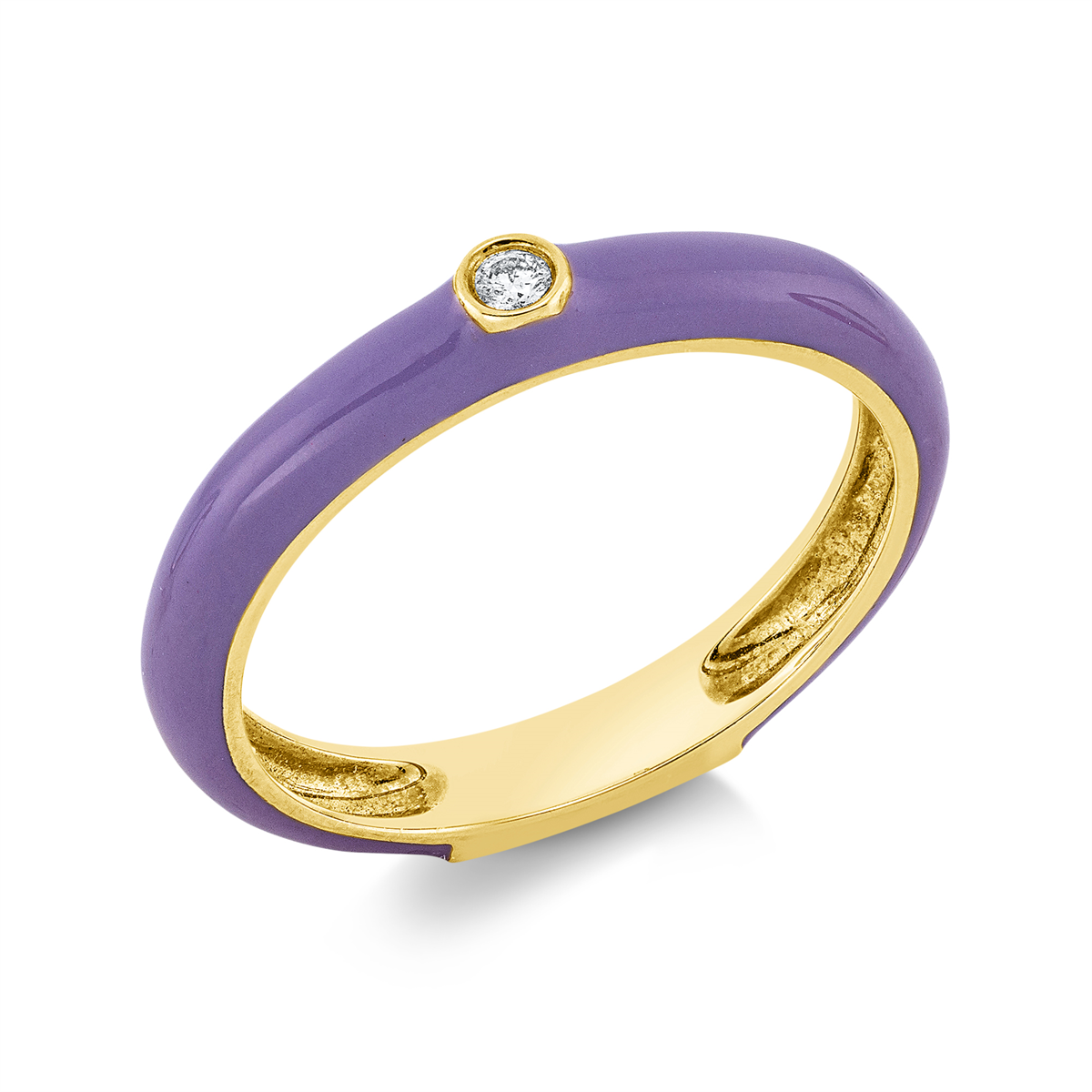 diamond full cut enamel modern woman ring in yellow gold