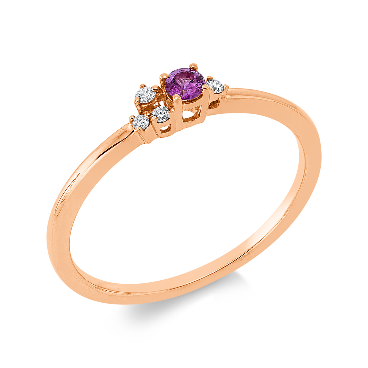 diamond full cut sapphire colored stone classic ring in red gold