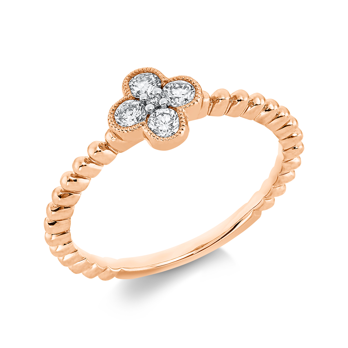 diamond full cut  illusion classic ring in red gold