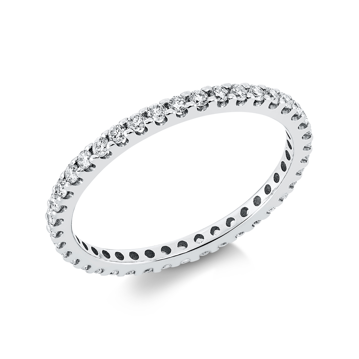 diamond full cut  eternity full ring in white gold